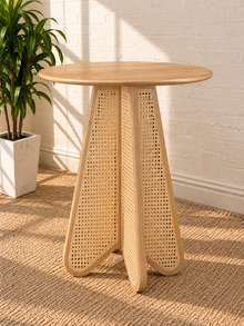 Nabi Cane Bar Table in Blonde Oak