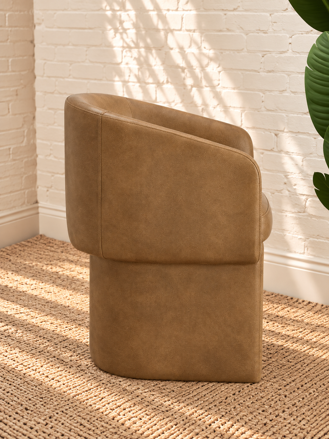 Nadia Leather Dining Armchair in Tan