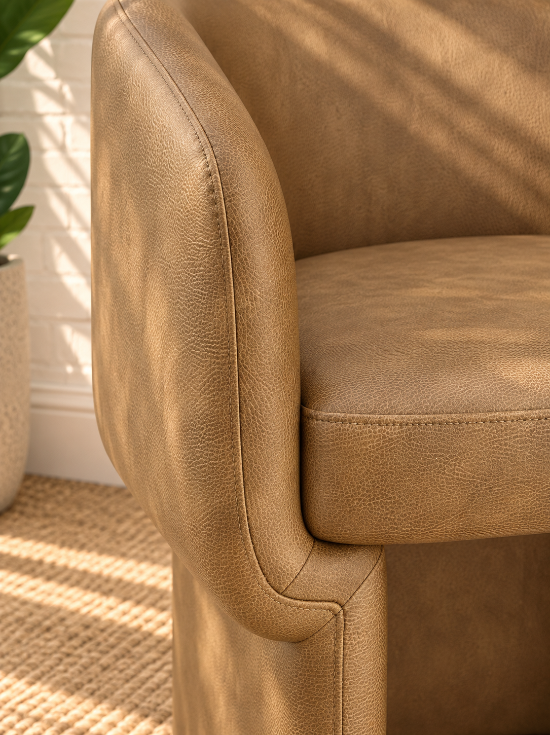 Nadia Leather Dining Armchair in Tan