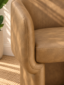 Nadia Leather Dining Armchair in Tan