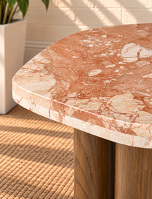 Nayeli Breccia Marble Side Table in Almond Rose