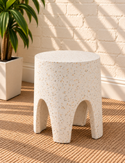 Nellie Concrete Side Table in Ivory Terrazzo