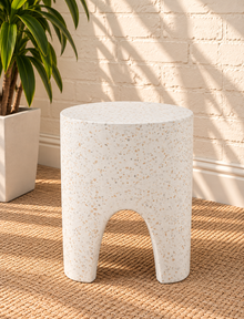 Nellie Concrete Side Table in Ivory Terrazzo