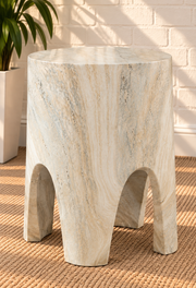 Nellie Concrete Side Table in Ivory Travertine