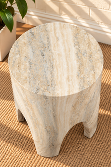 Nellie Concrete Side Table in Ivory Travertine