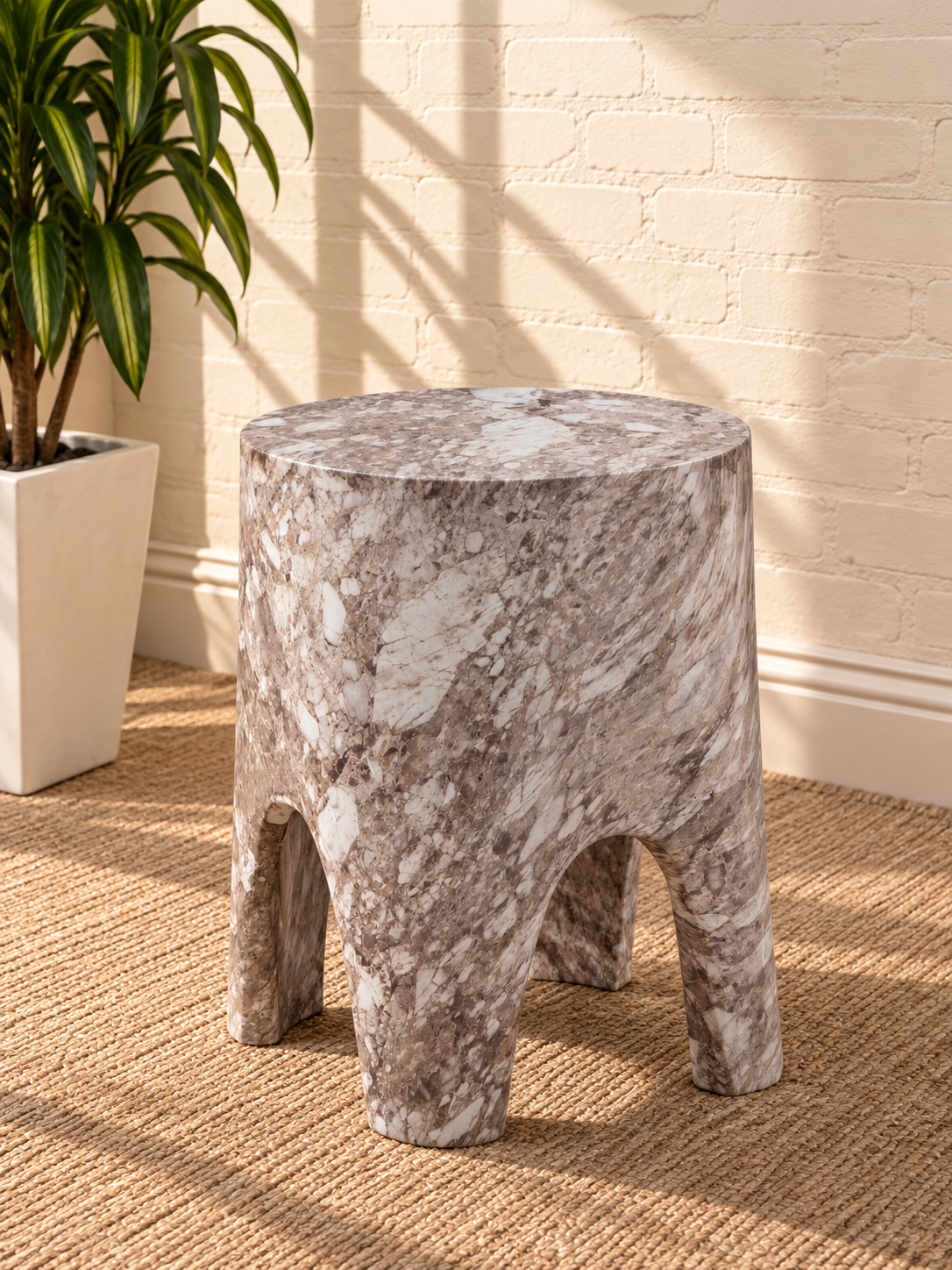 Nellie Concrete Side Table in Mocha Marble