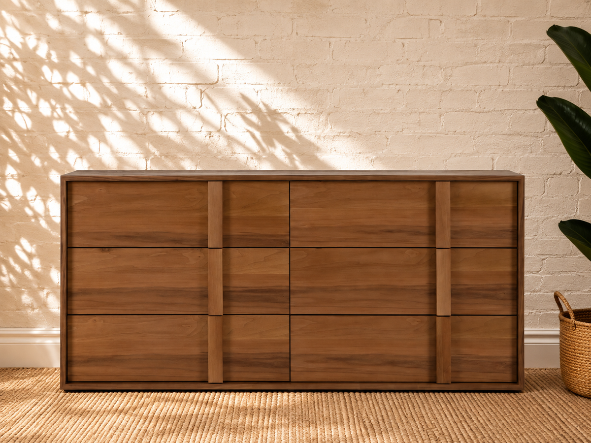 Nixon Six-Drawer Dresser in Warm Walnut