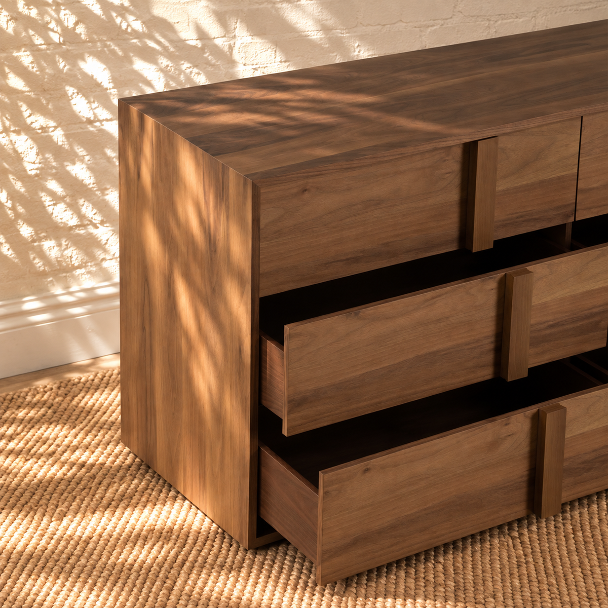 Nixon Six-Drawer Dresser in Warm Walnut