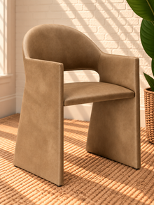 Nora Leather Dining Armchair in Tan