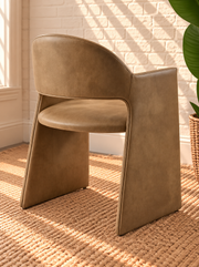 Nora Leather Dining Armchair in Tan