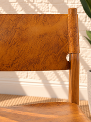 Nova Natural Brown Leather & Teak Counter Stool