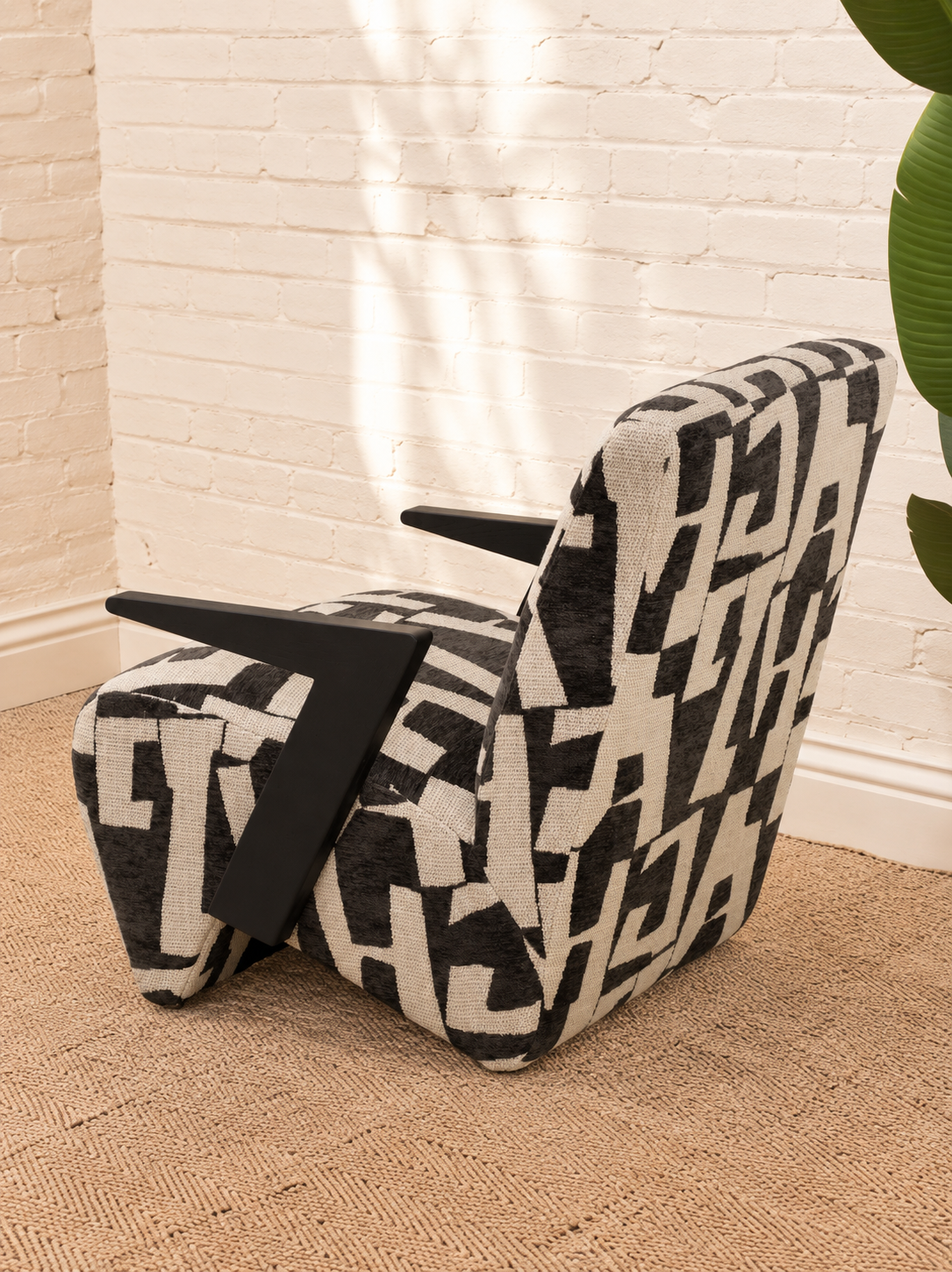 Nyla Pattern Accent Chair in Black and White