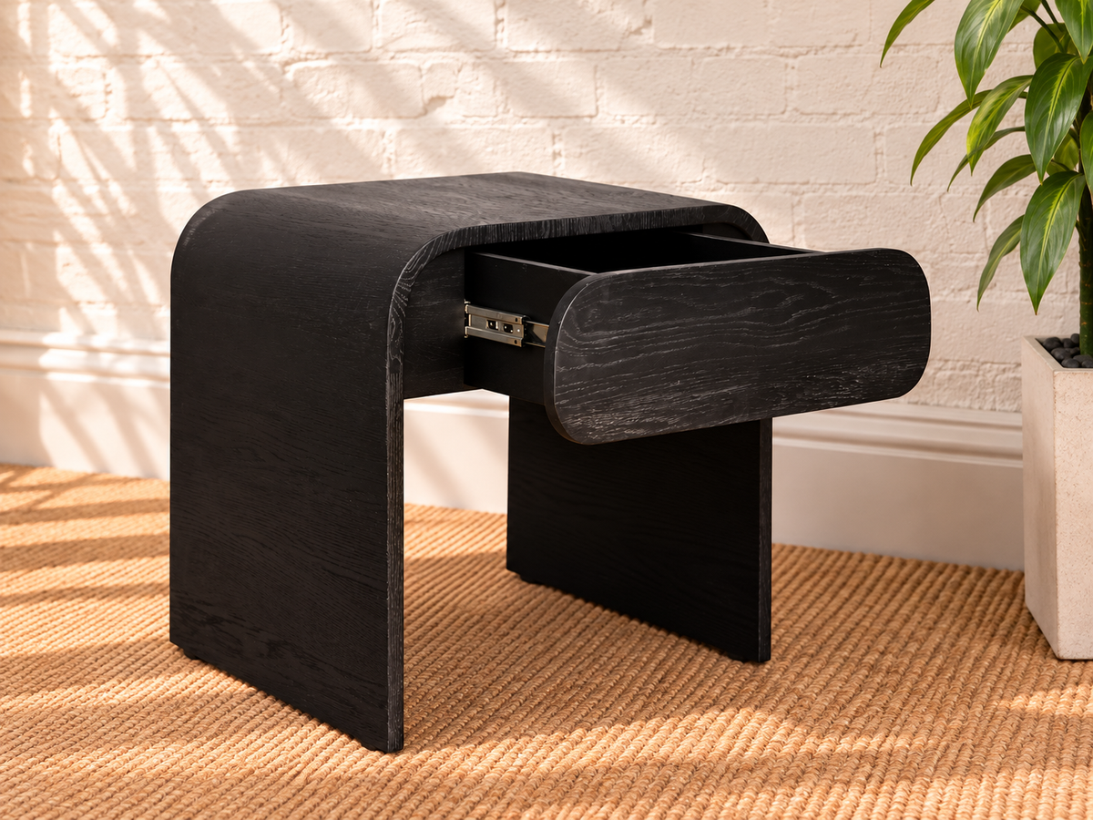 Pair of Blaise Nightstands with Drawer in Charcoal