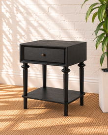 Pair of Mina Drawer Nightstand in Natural Black