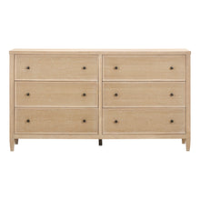 Bristol Park 62" Whitewashed Oak Wood 6-Drawer Dresser