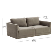 Willow 74" Performance Velvet Modular Loveseat