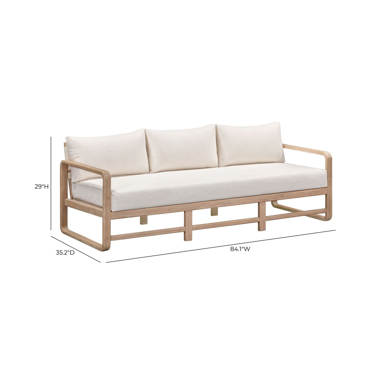 Palata 84" Cream Performance Fabric Outdoor Sofa