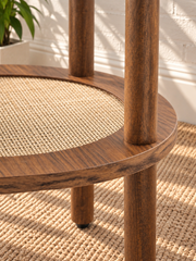 Rayna Round Rattan Side Table in Warm Walnut