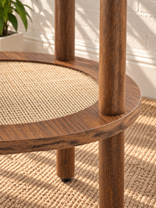 Rayna Round Rattan Side Table in Warm Walnut