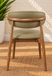 Reed Walnut Dining Chair Upholstered in Desert Khaki Leather