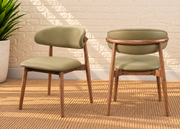 Reed Walnut Dining Chair Upholstered in Desert Khaki Leather