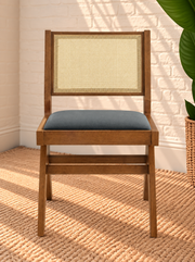 Remi Rattan Dining Chair in Wood Black