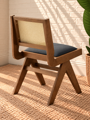 Remi Rattan Dining Chair in Wood Black