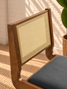 Remi Rattan Dining Chair in Wood Black