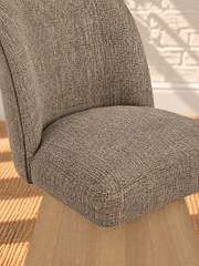 Rivas Cocoa Tweed Upholstered Swivel Dining Chair with Blonde Oak Base