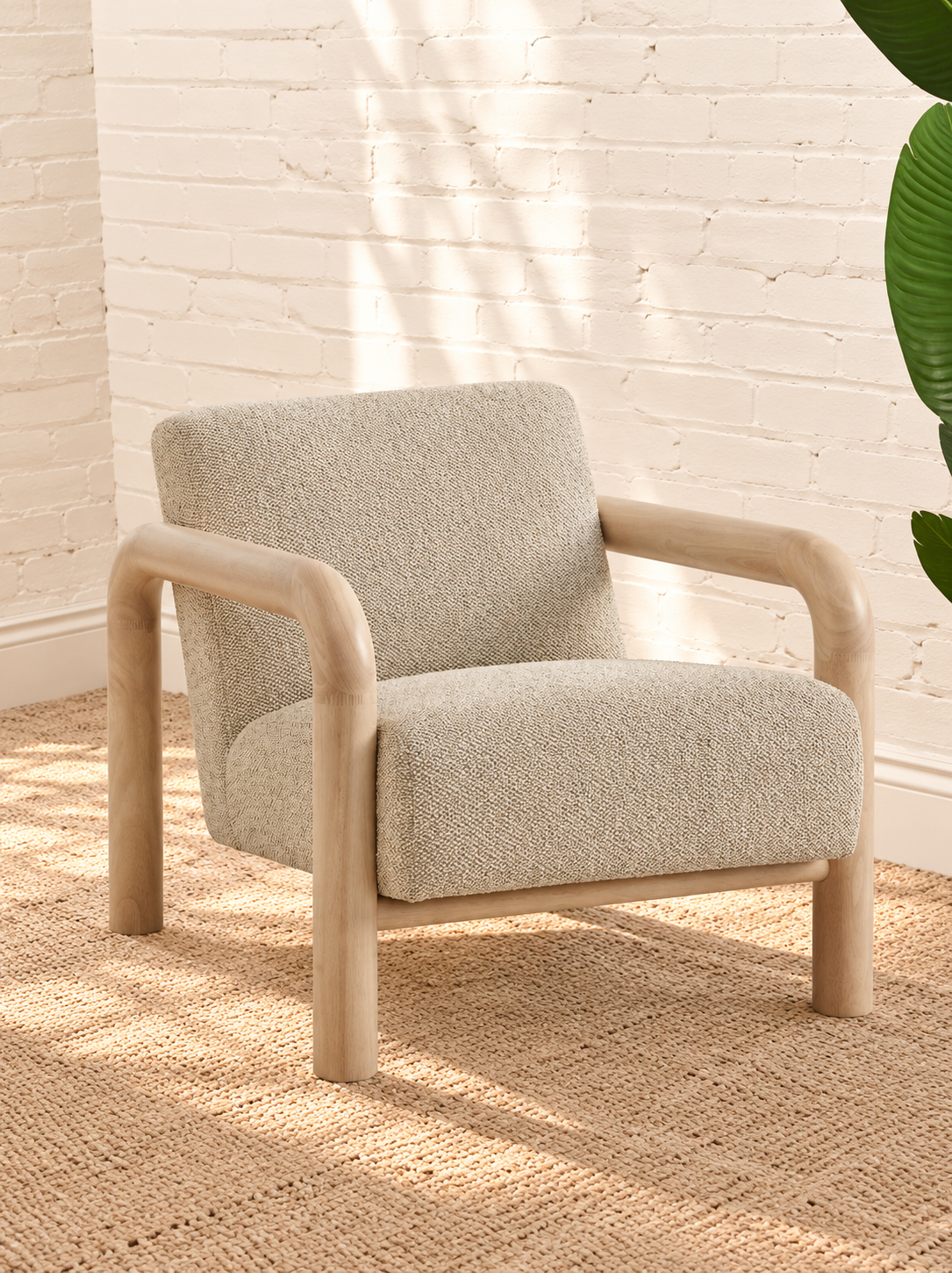 Riviera Lounge Chair in Warm Ivory