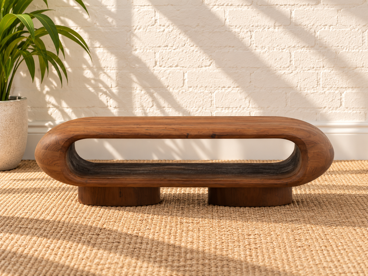 Rolly Acacia Coffee Table in Natural Brown