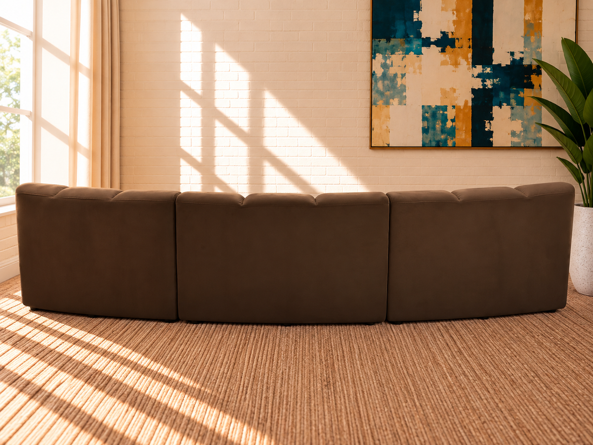 Rowan 3-Piece Velvet Sectional Sofa in Espresso