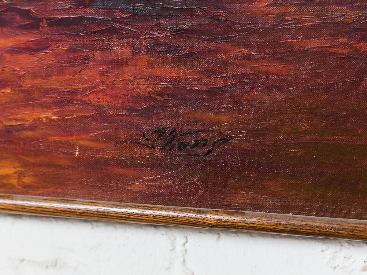 Luminous Vintage Sailboat, Mid-century Painting