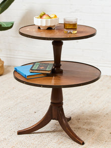 Two Tier Vintage Antique Drop-down Occasional Table