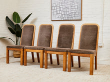 Set of 4 Brown Oak 1970s Dining Chairs