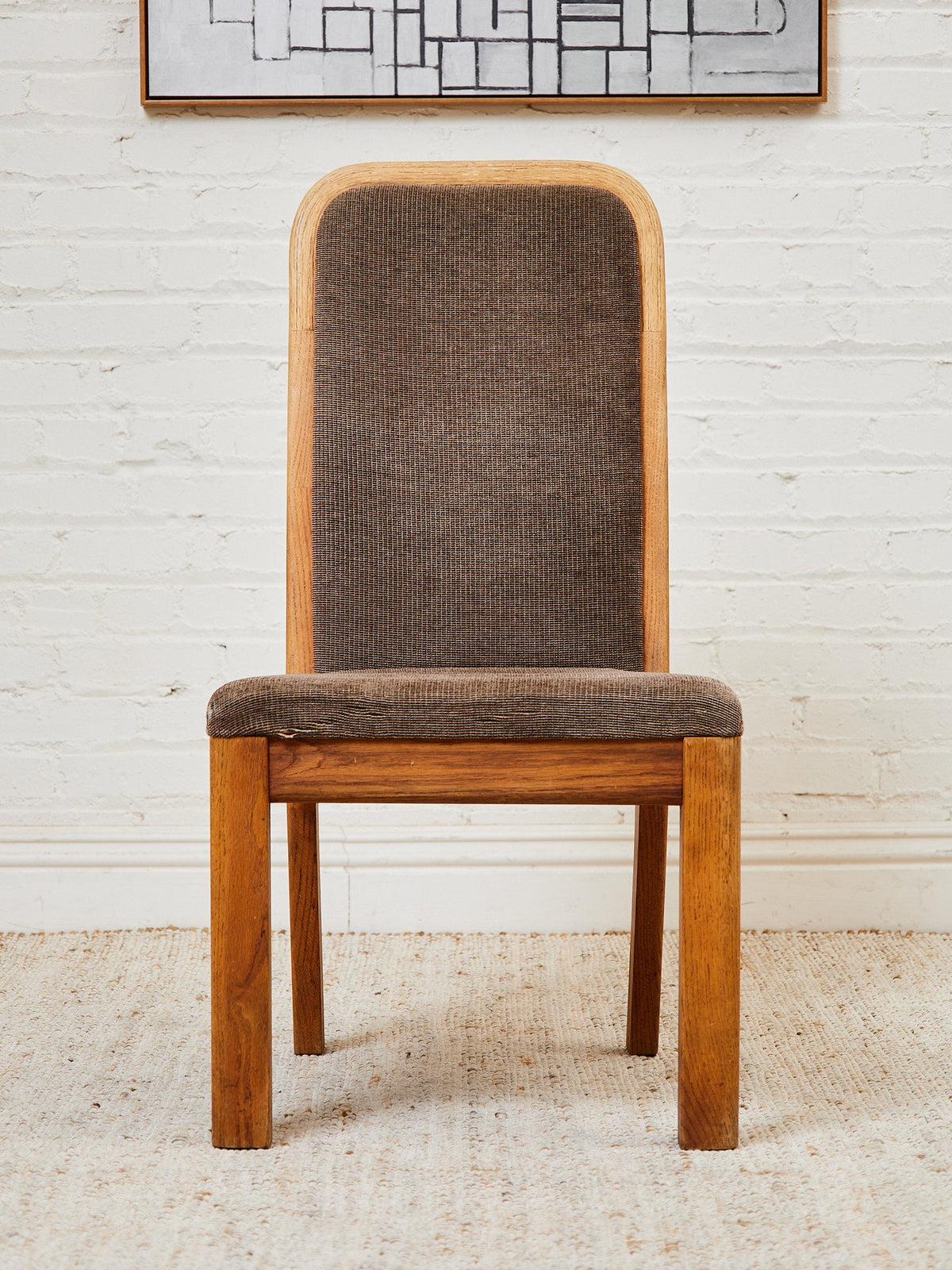 Set of 4 Brown Oak 1970s Dining Chairs