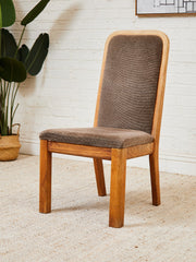 Set of 4 Brown Oak 1970s Dining Chairs