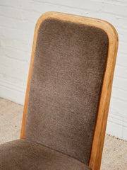 Set of 4 Brown Oak 1970s Dining Chairs