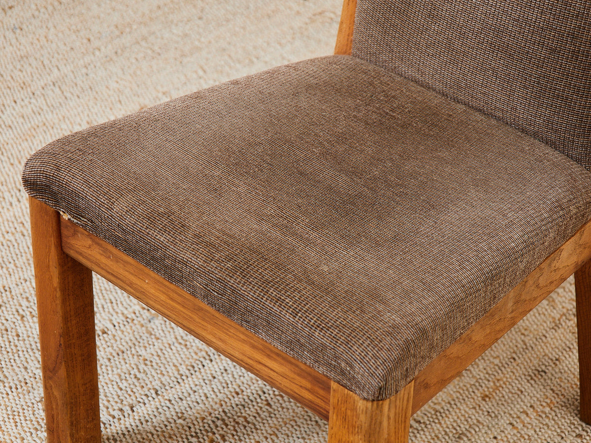 Set of 4 Brown Oak 1970s Dining Chairs