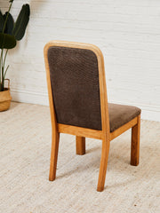 Set of 4 Brown Oak 1970s Dining Chairs