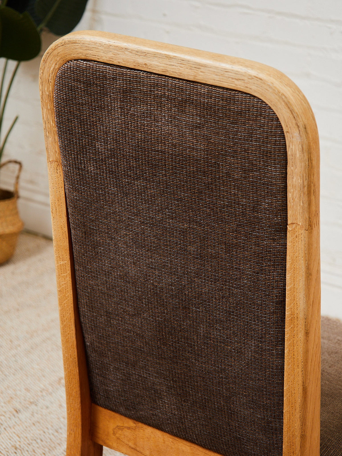 Set of 4 Brown Oak 1970s Dining Chairs