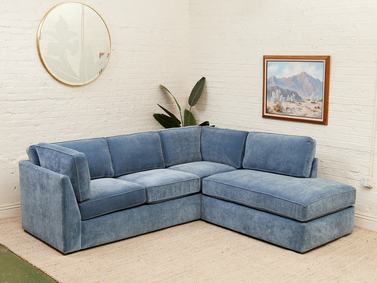 Diana Modular Sofa with Right Facing Bumper in Amici Denim