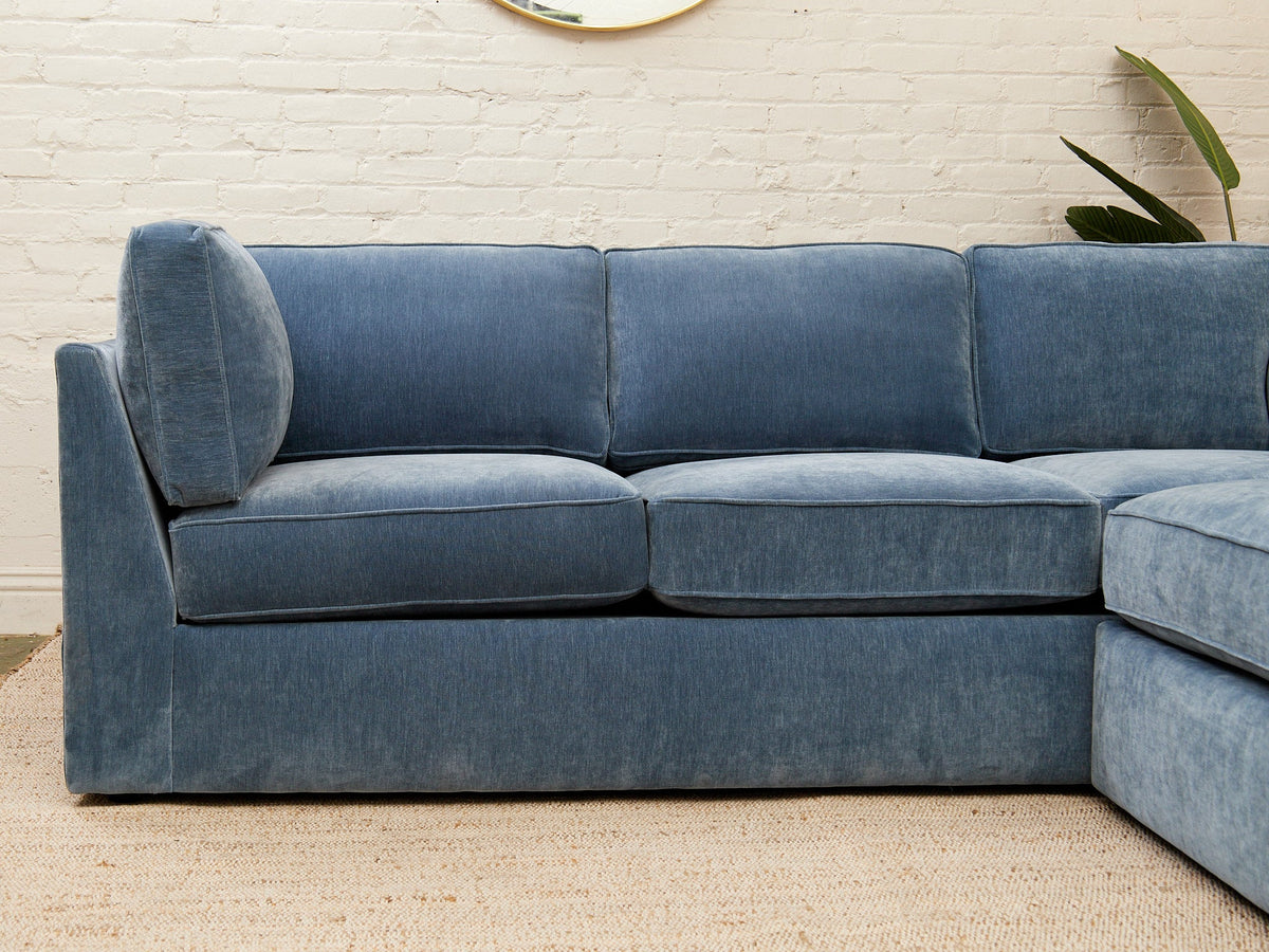 Diana Modular Sofa with Right Facing Bumper in Amici Denim