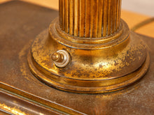 Brass Bouillotte Table Lamp with Amber Shades