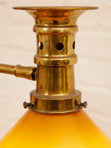 Brass Bouillotte Table Lamp with Amber Shades