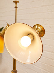 Brass Bouillotte Table Lamp with Amber Shades