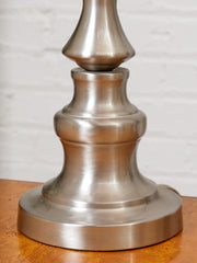 Brushed Nickel Table Lamps with Linen Shades, Modern Classic Pair