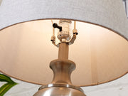 Brushed Nickel Table Lamps with Linen Shades, Modern Classic Pair