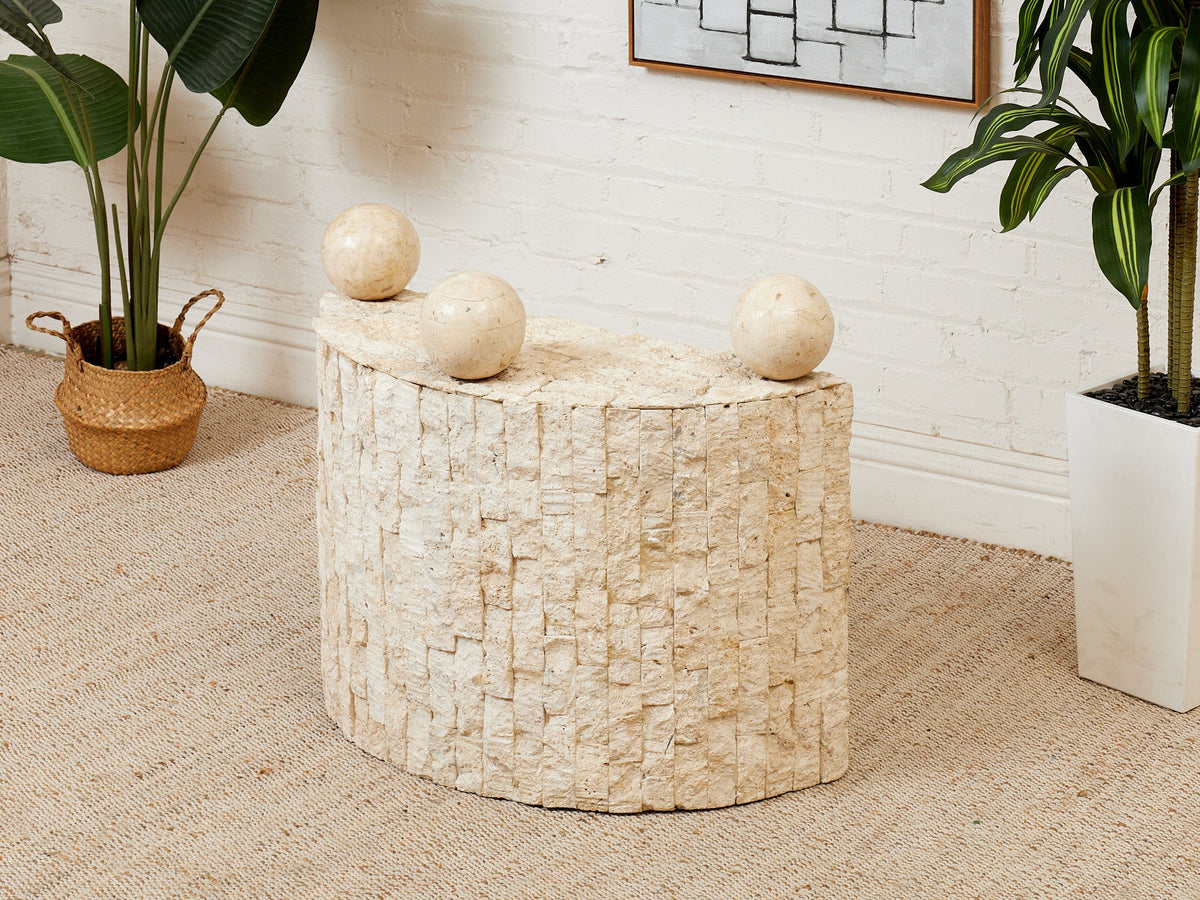 Half Moon Entry Table Tessellated Marble Entry