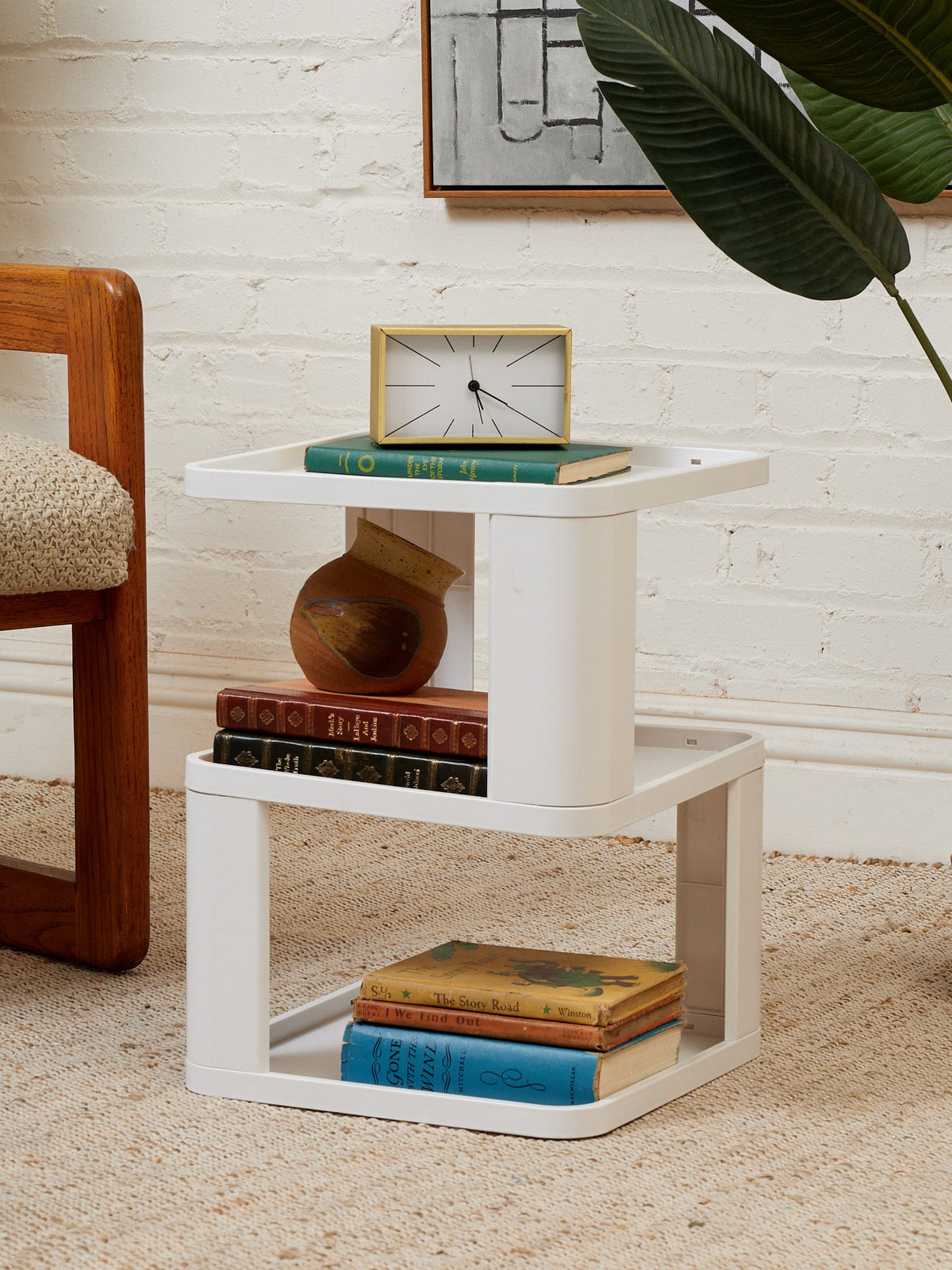Three Tier White Plastic Side Table